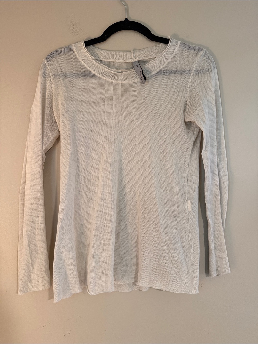 Cynthia Ashby cotton mesh long sleeve shirt XS Lagenlook Natural Color